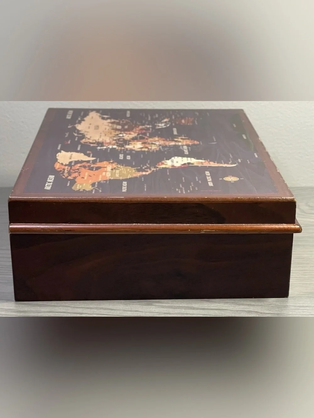 World Map Jewelry Box w/ Lined Interior - Geography - Trinket